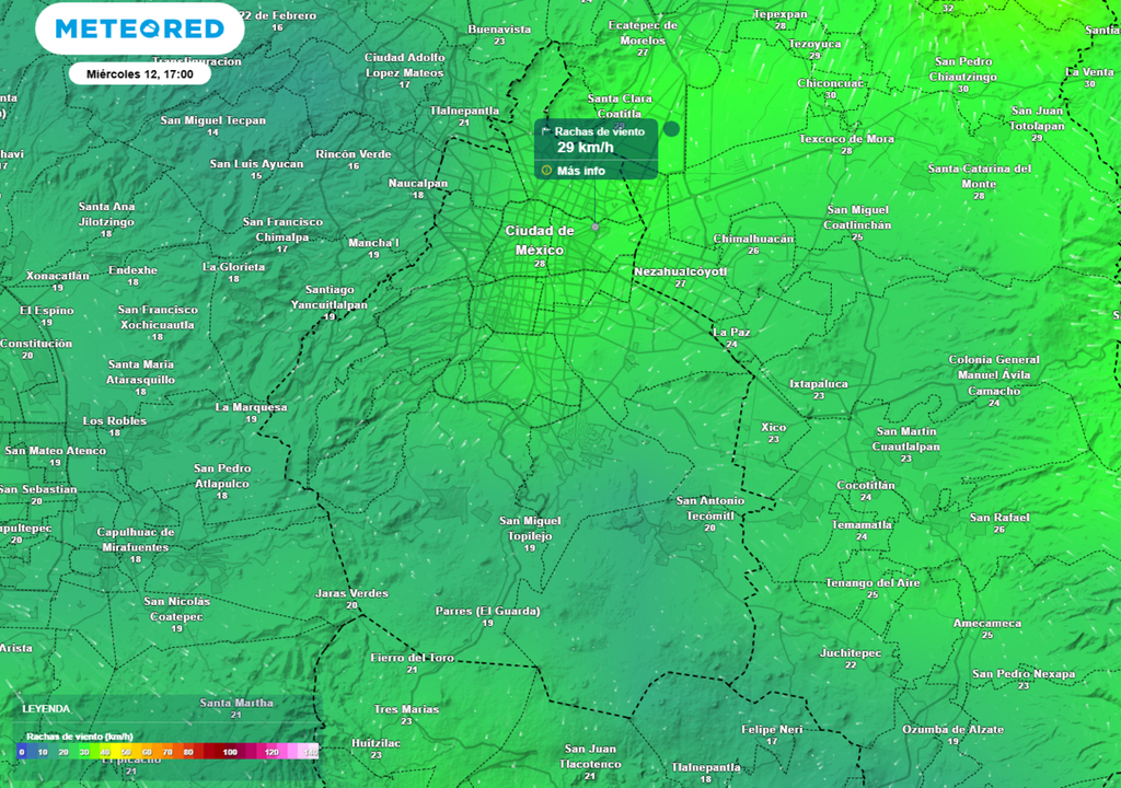 viento Esta tarde de miércoles habrá rachas de viento con velocidades entre 25 y 35 km/h. En área de tormenta será superior a lo pronosticado.