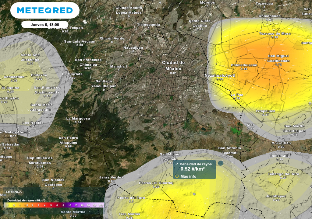 pronostico; el tiempo; CDMX; tormenta electric Los rayos pueden caer hasta unos 10–15 km del núcleo principal de la tormenta.