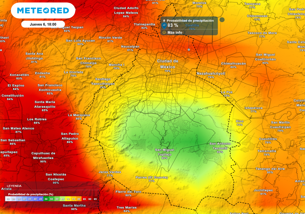 pronostico; el tiempo; lluvias; Ciudad de Mexico Hacia la segunda mitad de la tarde y horas de la noche aumenta la probabilidad de lluvias en gran parte de la capital.