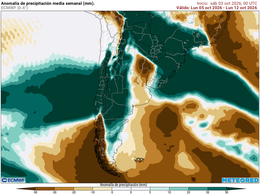 Este evento marcará esta primera semana de octubre con rangos sobre lo normal en precipitaciones, afectando incluso el norte del país.
