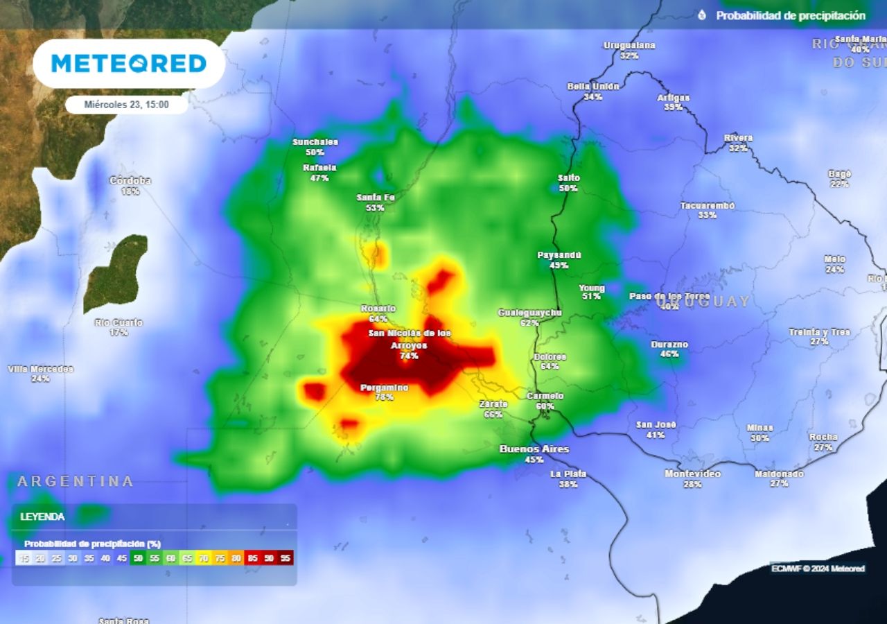 Probabilidades altas de de precipitación para la nueva semana en Buenos Aires.