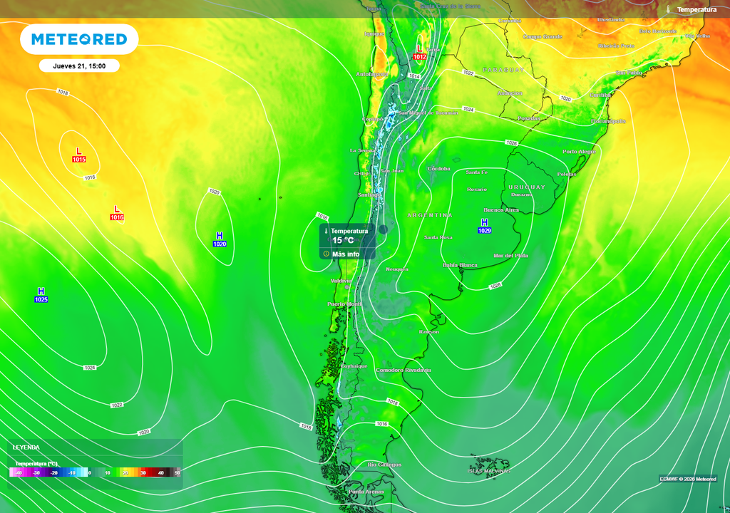 Temperaturas previstas Las temperaturas bajarán a mediados de semana en gran parte de Chile