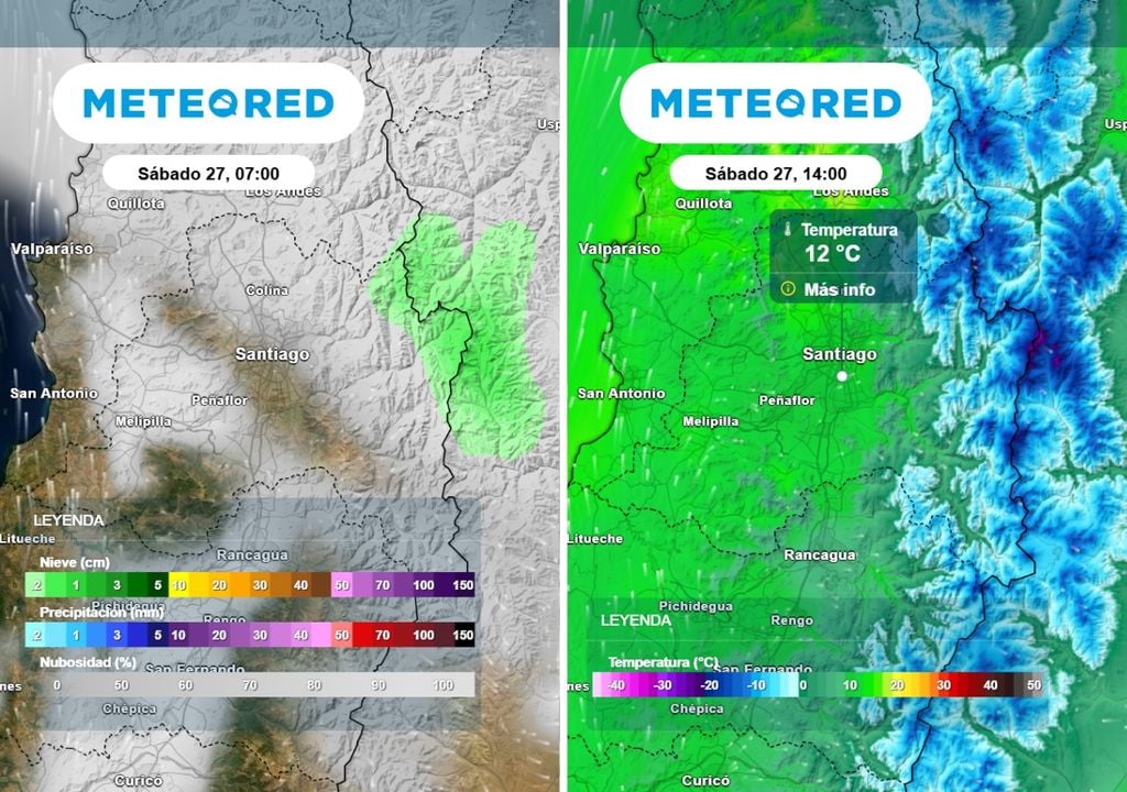 Ligera inestabilidad podría dejar nevadas en sectores interiores de la cordillera central, mientras en Santiago las máximas rondarán los 12 °C.
