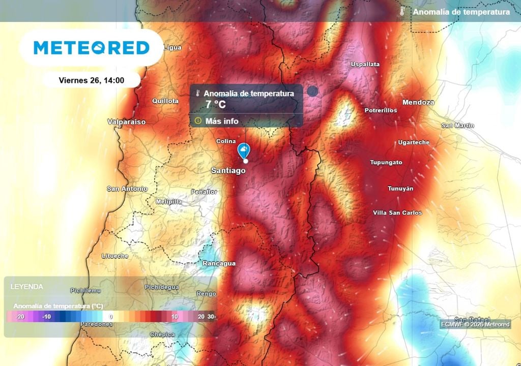 Este viernes seguirán las altas temperaturas en Santiago: se esperan hasta 7 °C sobre el promedio en algunas zonas de la RM.