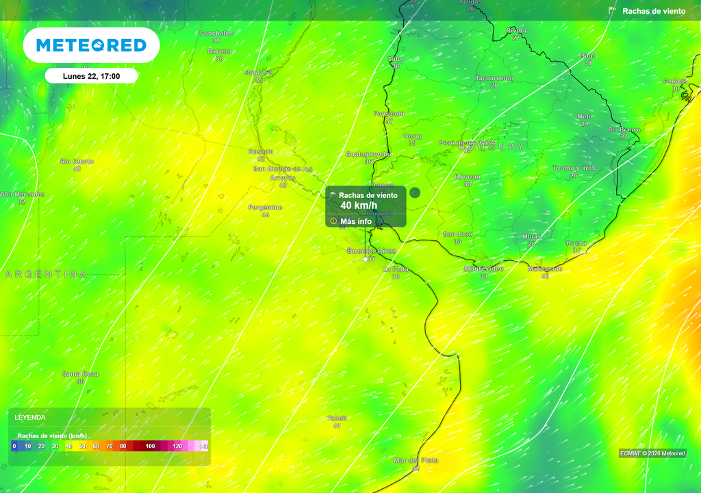 Rachas de viento__Lunes 22 17 El viento del oeste podría alcanzar ráfagas cercanas a los 40 Km/h en la tarde del lunes 22 de Junio en AMBA.