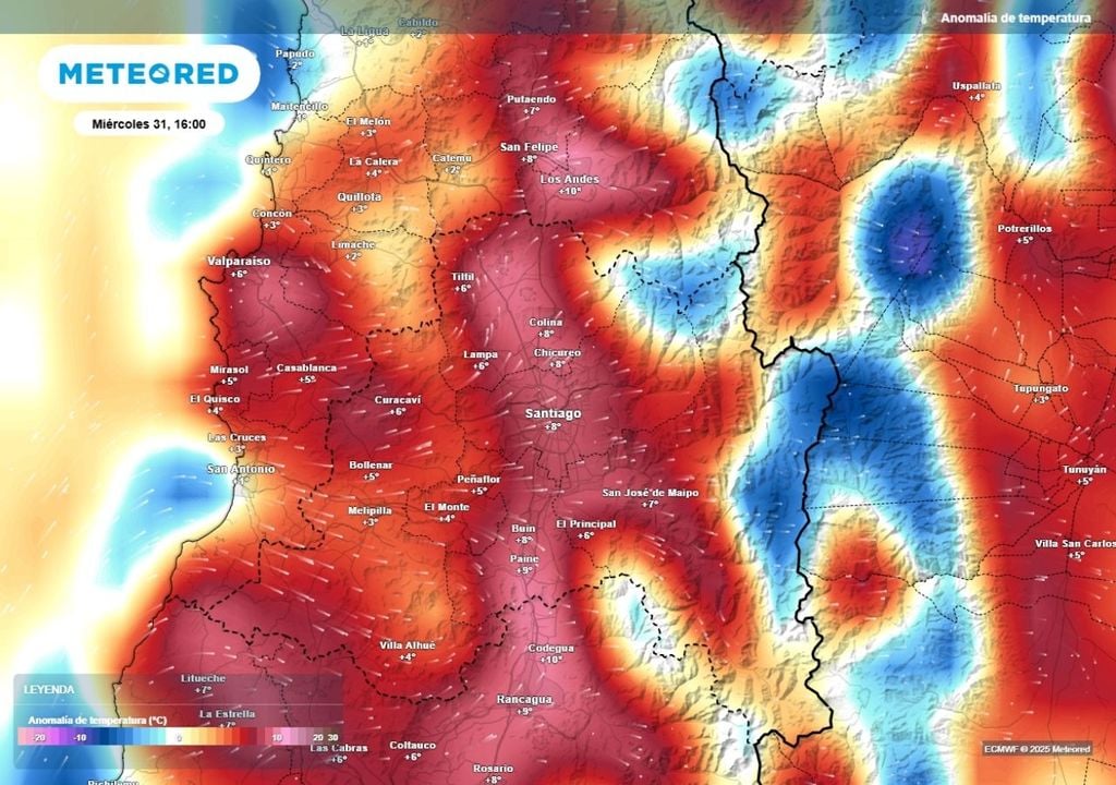 mapa de anomalía de temperatura