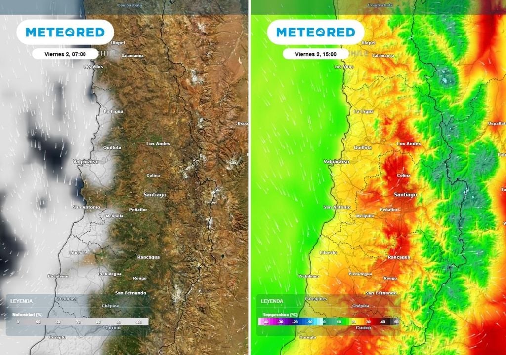 mapas de nubosidad y temperatura