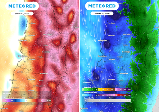 Santiago pasar&aacute; del calor invernal al temporal: hasta 10 &deg;C menos y lluvias que podr&iacute;an acercarse a los 200 mm