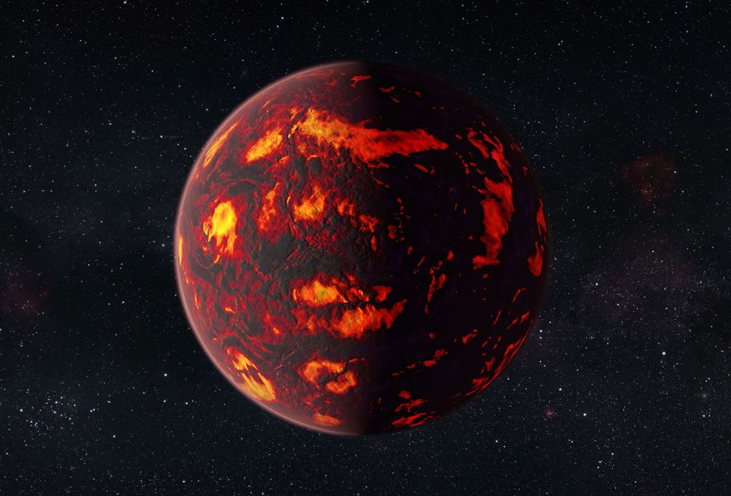 Recreación artística del exoplaneta 55 Cancri e