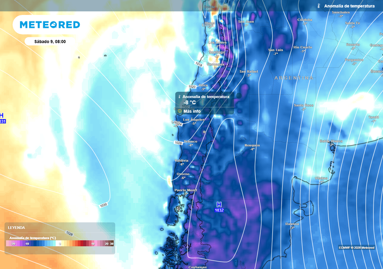 Se dispara la probabilidad de helada matinal en Chile centro-sur por alta presi&oacute;n fr&iacute;a entre viernes y s&aacute;bado 09