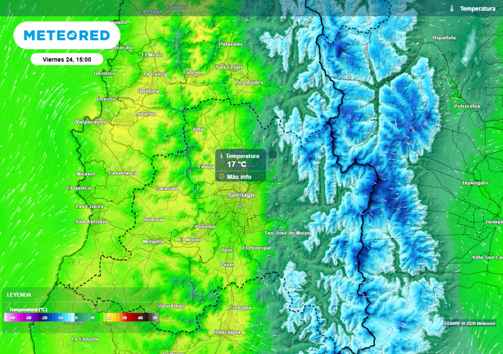 mapa de temperatura Un leve incremento térmico está previsto para la tarde de este viernes: será un día estable, sin lluvias.