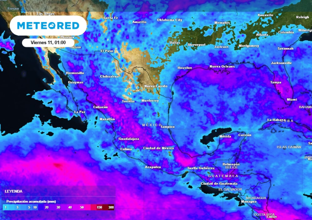 Pronóstico de lluvias para este miércoles en México.