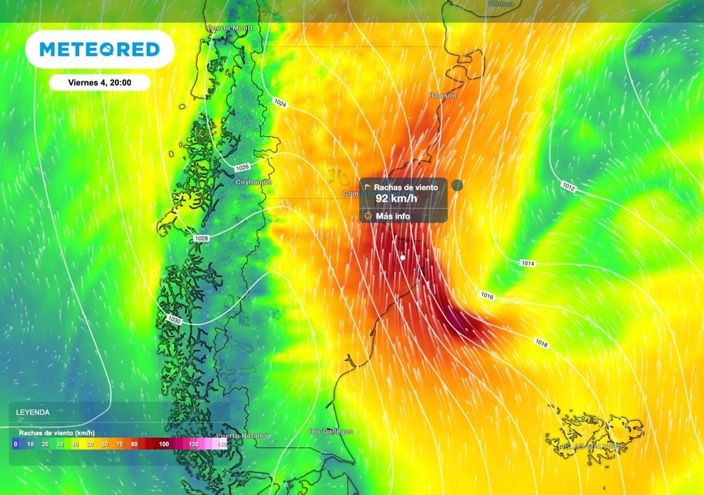 Vento DOS Durante la tarde del viernes 4 de septiembre se esperan períodos de viento muy intenso en algunos sectores de la Patagonia, con ráfagas que pueden superar los 90 km/h sobre la costa central.