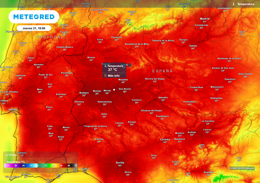 Las vegas del Guadiana se perfila como la zona más cálida entre hoy y mañana.