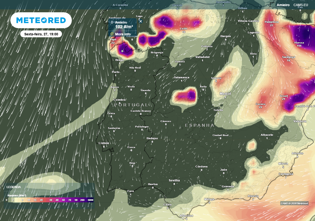 O pólen de amieiro também registará concentrações elevadas no extremo Noroeste de Portugal continental.