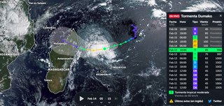 Se forma el ciclón tropical Dumako y va hacia el norte de Madagascar