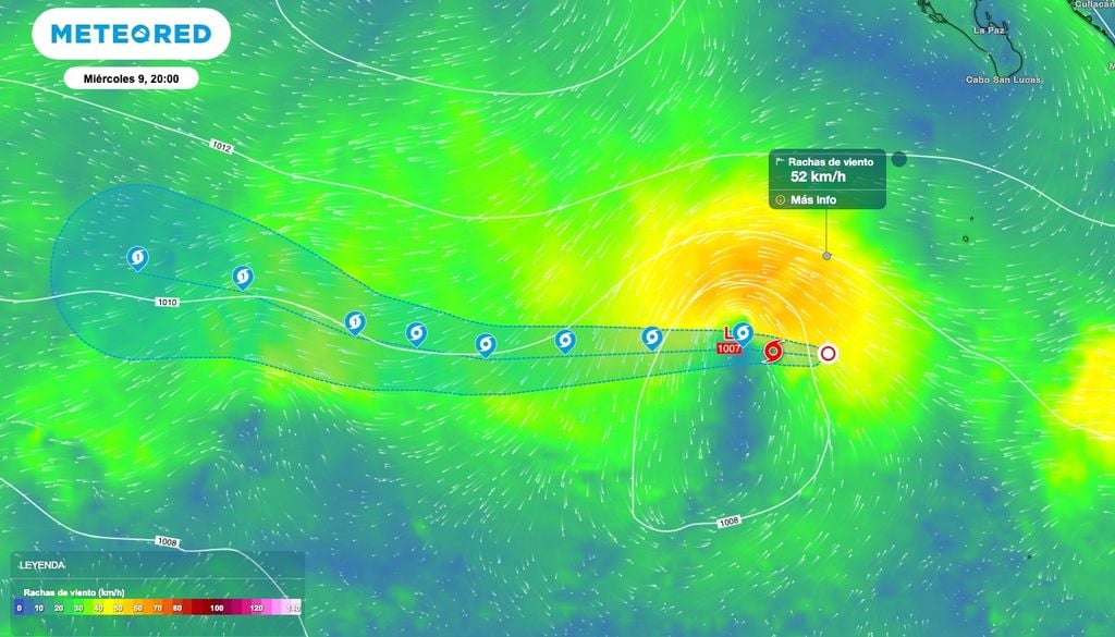 Rachas de vientos con rachas 40 a 50 km/h y oleaje de 2 a 4 metros de altura pudieran alcanzar a costas nacionales incluyendo Revillagigedo. Rachas de vientos con rachas 40 a 50 km/h y oleaje de 2 a 4 metros de altura pudieran alcanzar a costas nacionales incluyendo Revillagigedo.