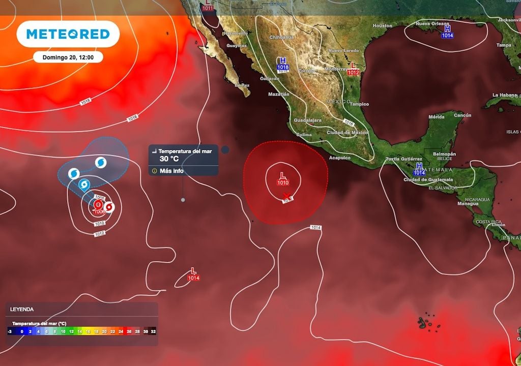 Las condiciones marítimas actualmente son favorables para que el Invest 99E adquiera mayor fuerzas en las próximas horas.