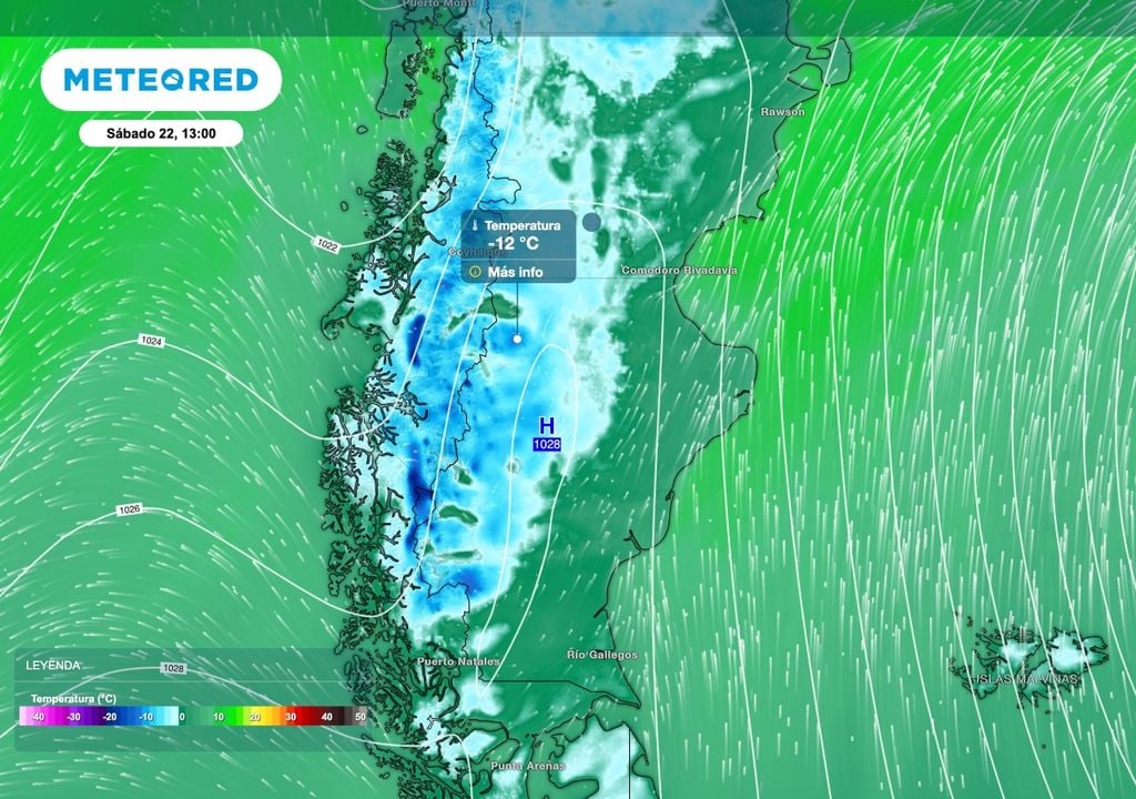 Temperatura TRES La dorsal de alta presión producirá mínimas muy bajas este sábado 22 especialmente sobre el centro y oeste de Santa Cruz.