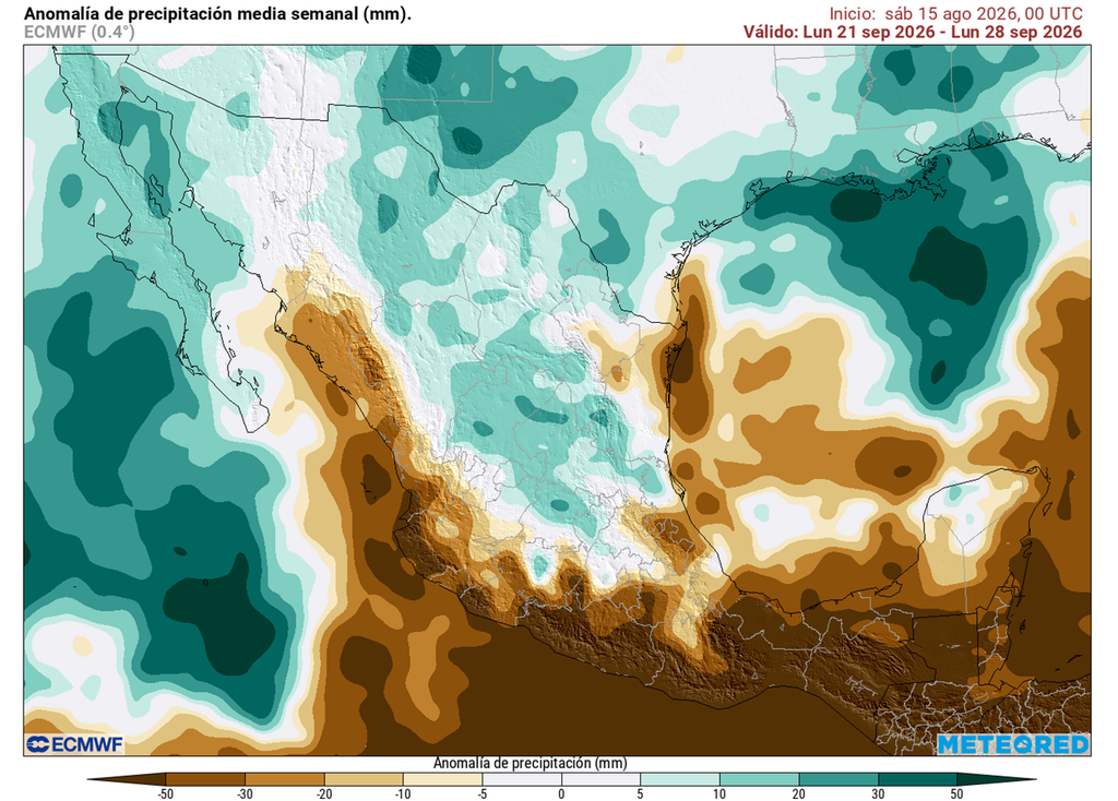 Anomalía de lluvias en el pasar de septiembre Estados del norte verán aumentar lluvias en septiembre, mientras el centro-sur aumenta amenaza de huracanes con lluvias torrenciales en septiembre.
