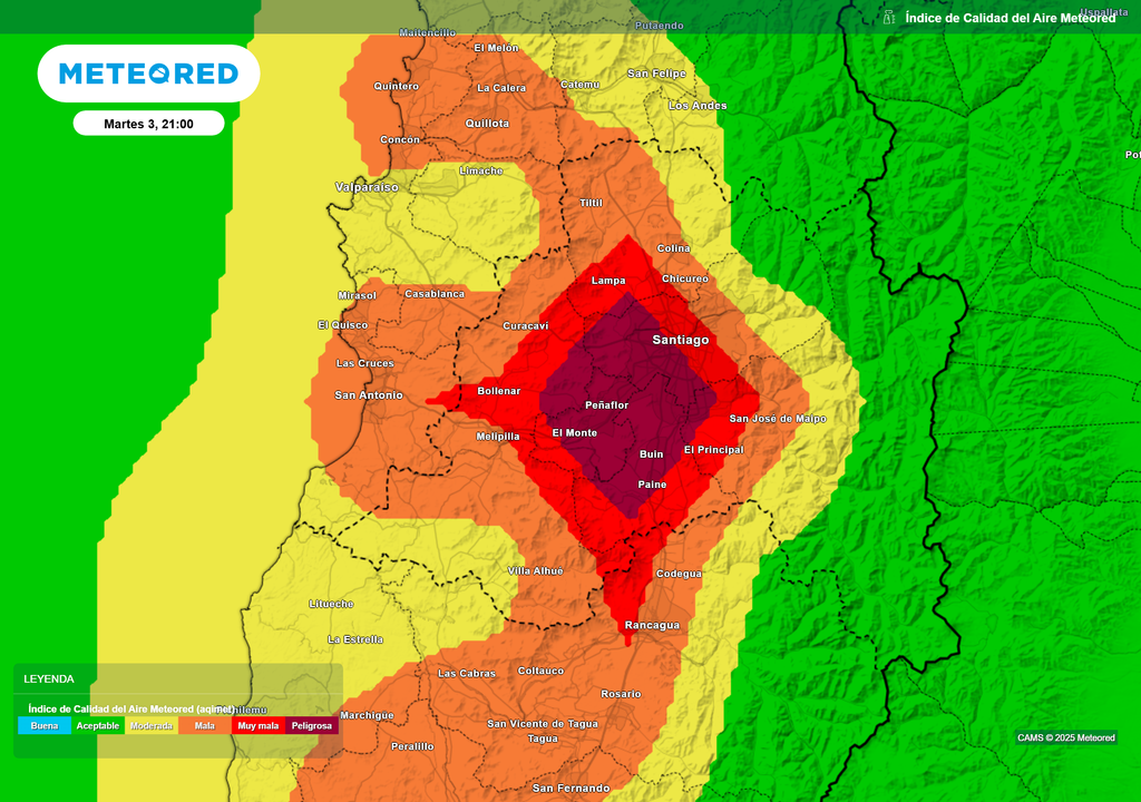 Mapa de indice de calidad del aire.