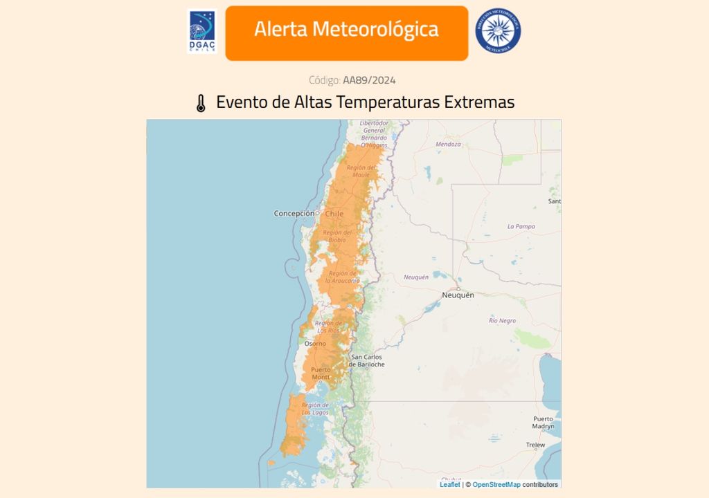 Mapa de alerta meteorológica prevista.