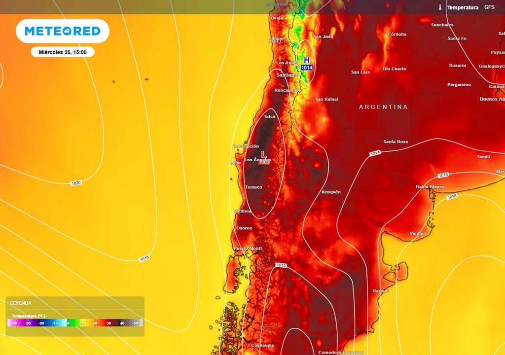 mapa de temperaturas prevista