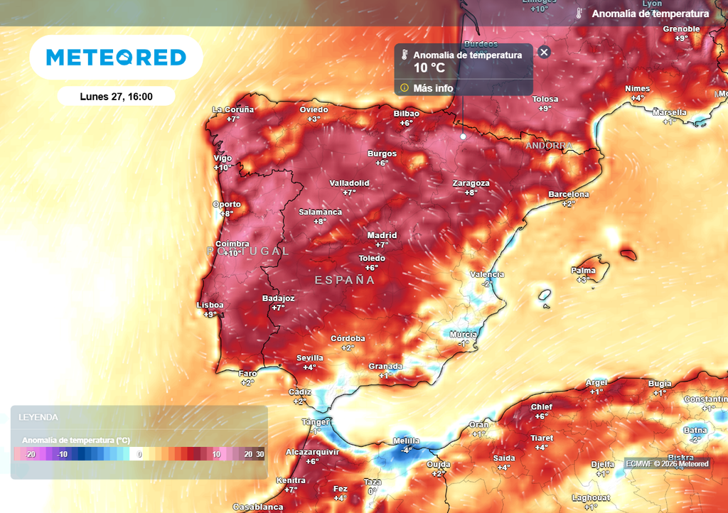 La próxima semana comenzará con temperaturas anormalmente altas para la época en el centro y norte de la España peninsular.