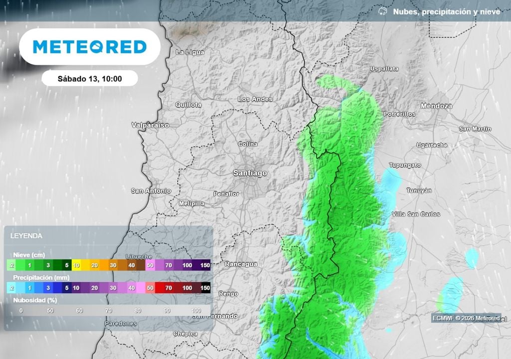 Este sábado se mantiene la inestabilidad en la cordillera metropolitana: podría nevar en zonas altas e interiores.
