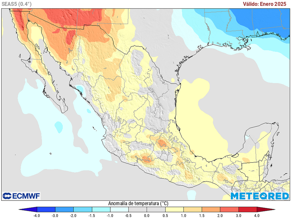 Anomalía de temperaturas en grados Celsius