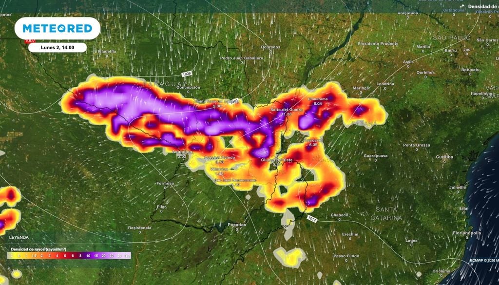 Rayos Las tormentas sobre el noreste del país darán lugar a intensa actividad eléctrica.