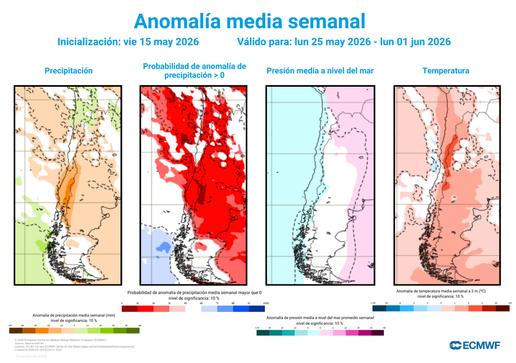 El bloqueo anticiclónico se despide de Chile y los frentes tendrán más oportunidades de avanzar hacia el continente en la última semana de mayo.