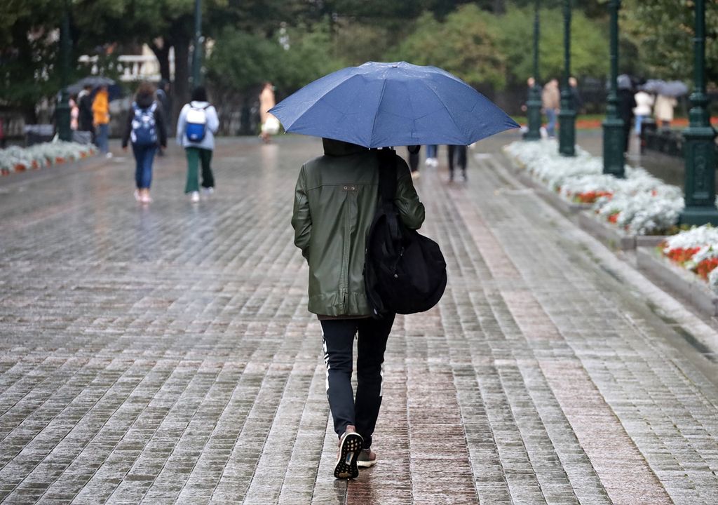 personas con paraguas en una calle, en día de lluvias personas con paraguas en una calle, en día de lluvias