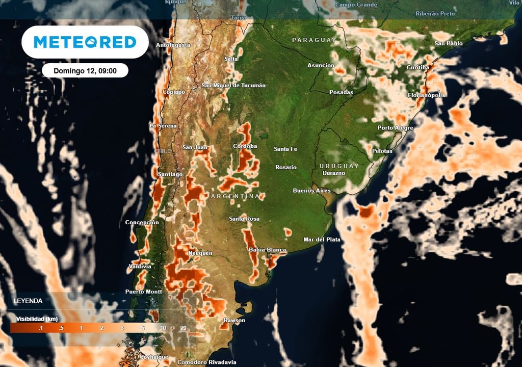 Nieblas ARG Bancos de nieblas y visibilidad reducida para el domingo a las 9 AM