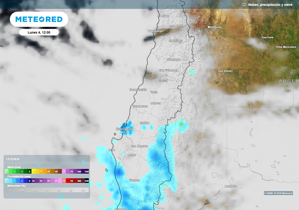 El primer sistema frontal en retirada mantiene nubosidad y precipitaciones débiles en el centro-sur.