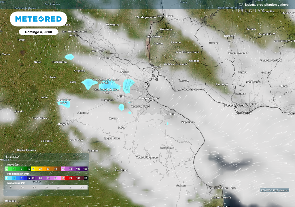Nieve, Nubosidad y precipitación según el modelo ECMWF