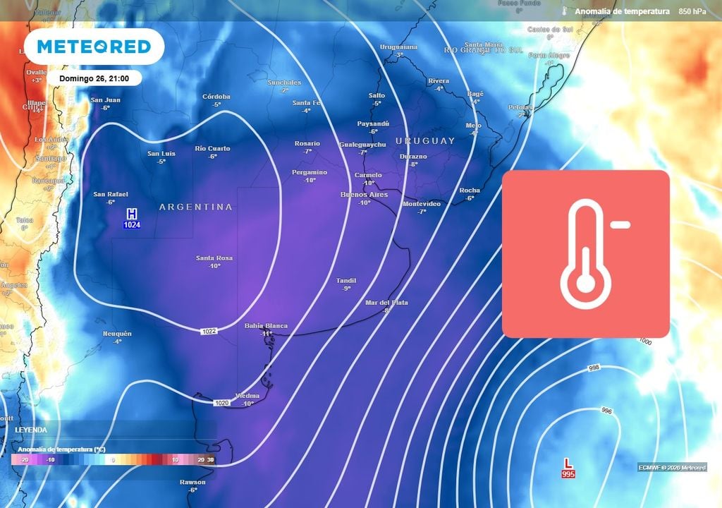 Desde el domingo 26 iniciaría un marcado ingreso de aire frío al centro del país.