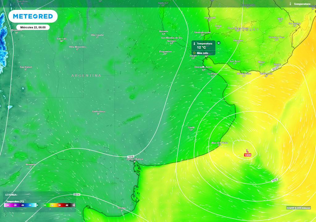 Amanecer fresco en Buenos Aires este miércoles 22 tras las lluvias.