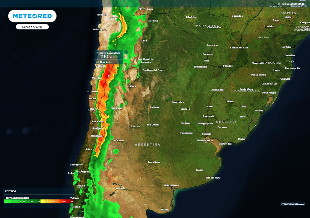 Argentina tiempo pronóstico clima alerta SMN Podría nevar más de 1 metro en los próximos días en alta montaña.