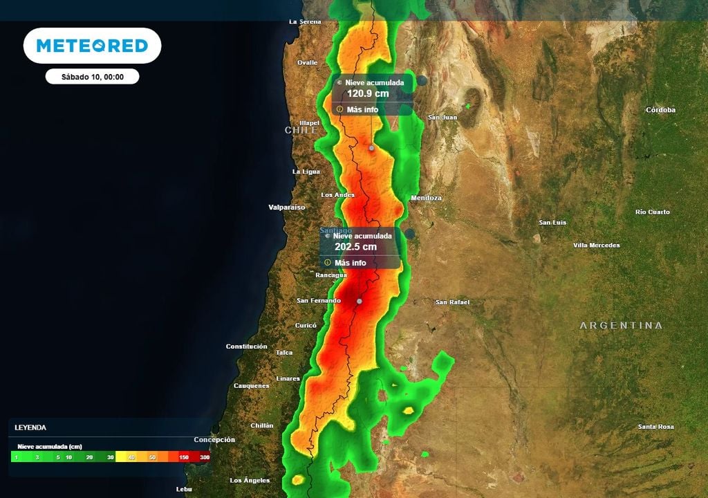 Nevadas Cuyo Las nevadas en cordillera, motorizadas por un río atmosférico, serán intensas y dejarán acumulados de hasta 2 m en sectores de la alta cordillera. Hay alerta naranja del SMN.