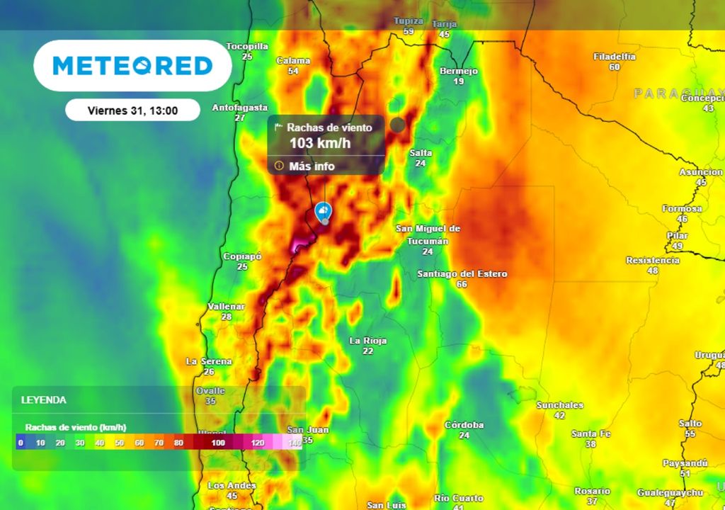 El oeste de argentina tendrá un viernes con viento y Zonda