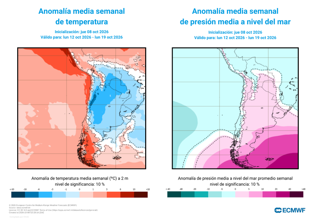 anomalía de temperatura y presión Las altas presiones siguen presentes en la zona austral, dejando un pasillo de bajas presiones abierto hacia el Centro y Sur de Chile. Las altas temperaturas serán el factor que gatillará el desarrollo de tormentas entre las regiones de Coquimbo y de La Araucanía.