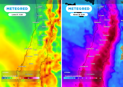 Se vienen dos frentes la pr&oacute;xima semana: un r&iacute;o atmosf&eacute;rico dejar&aacute; lluvias y viento de hasta 70 km/h en la zona central