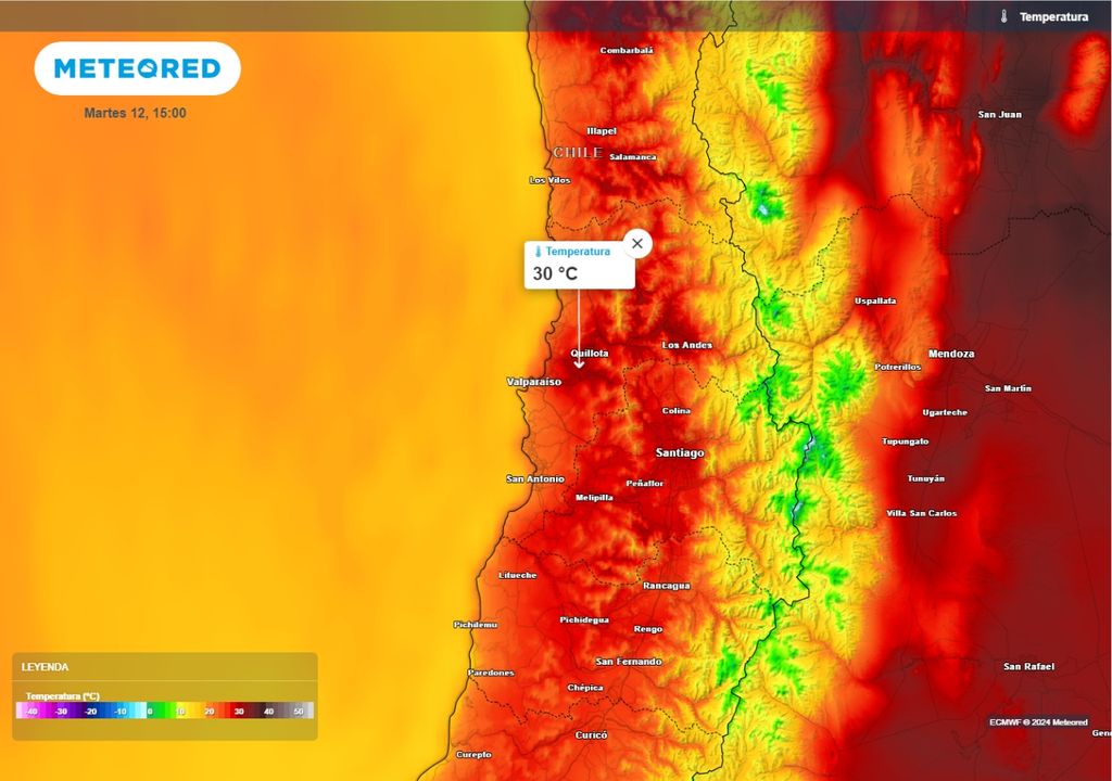 temperaturas previstas por el modelo del ecmwf