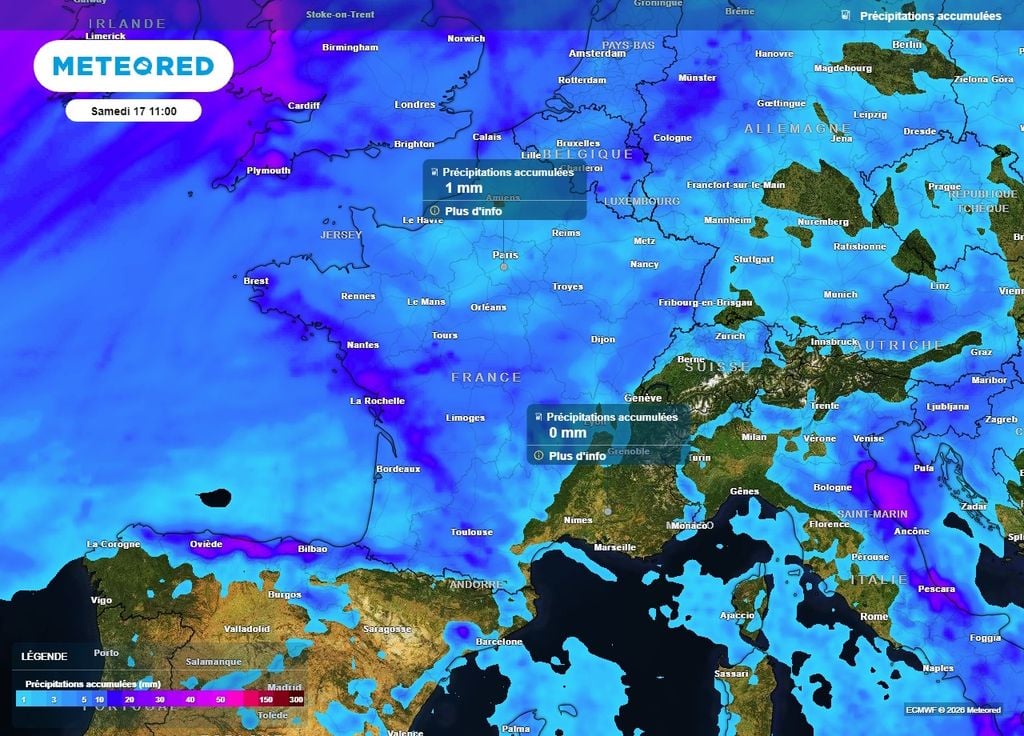 Les cumuls de pluie resteront modestes en France d'ici à la fin de la semaine Les cumuls de pluie resteront modestes en France d'ici à la fin de la semaine