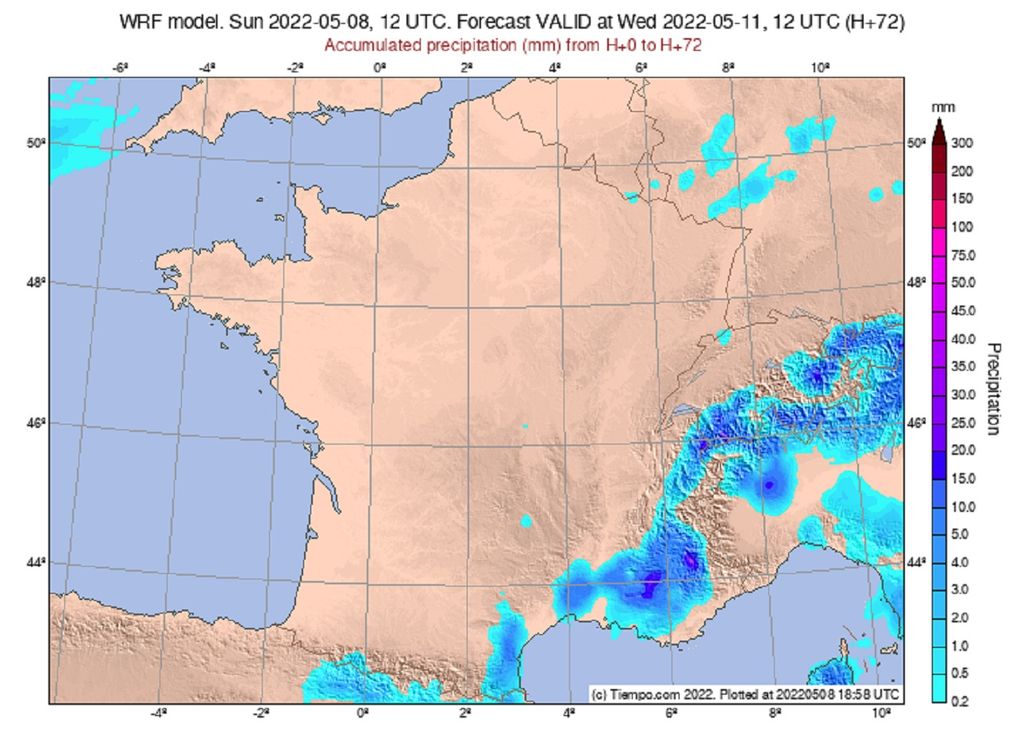 Au cours des prochains jours, seuls quelques orages apporteront un peu de pluie sur les reliefs de la moitié sud. Au cours des prochains jours, seuls quelques orages apporteront un peu de pluie sur les reliefs de la moitié sud.