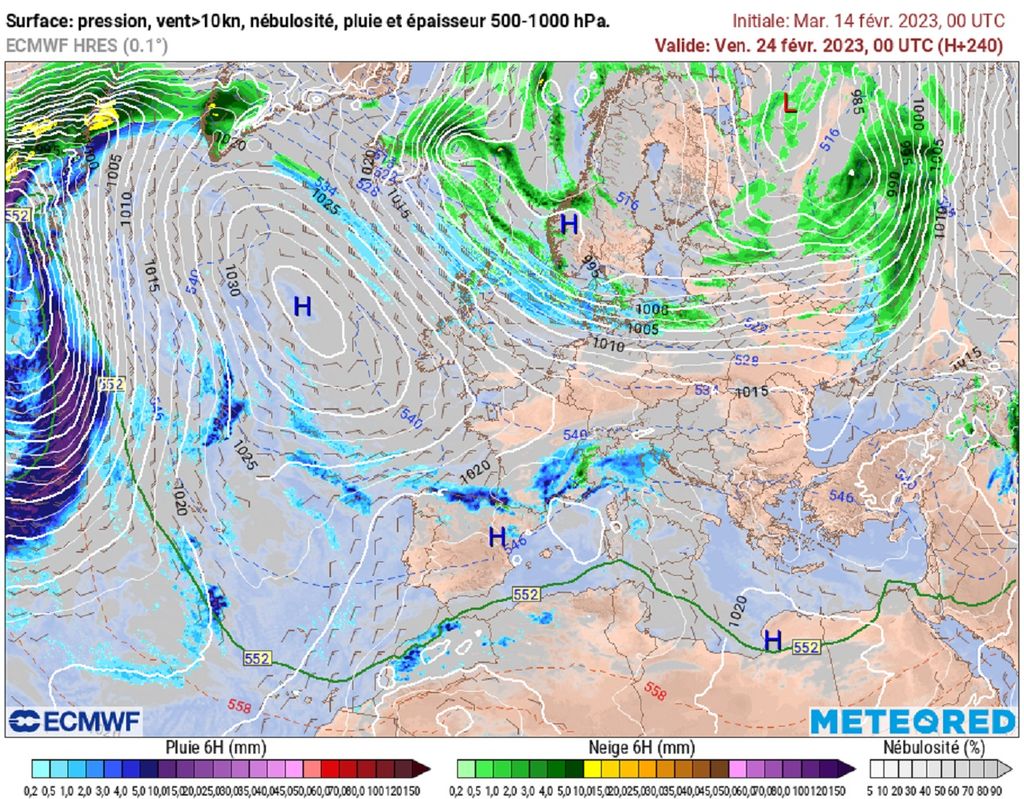 En toute fin de mois, un flux de nord-ouest devrait progressivement s'installer, annonçant un temps plus humide en mars.