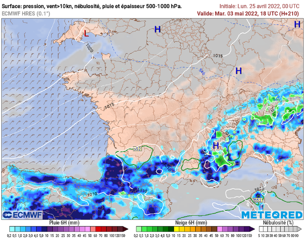 La visite d'une nouvelle goutte froide début mai pourrait apporter de la pluie et des orages dans le sud du pays. La visite d'une nouvelle goutte froide début mai pourrait apporter de la pluie et des orages dans le sud du pays.