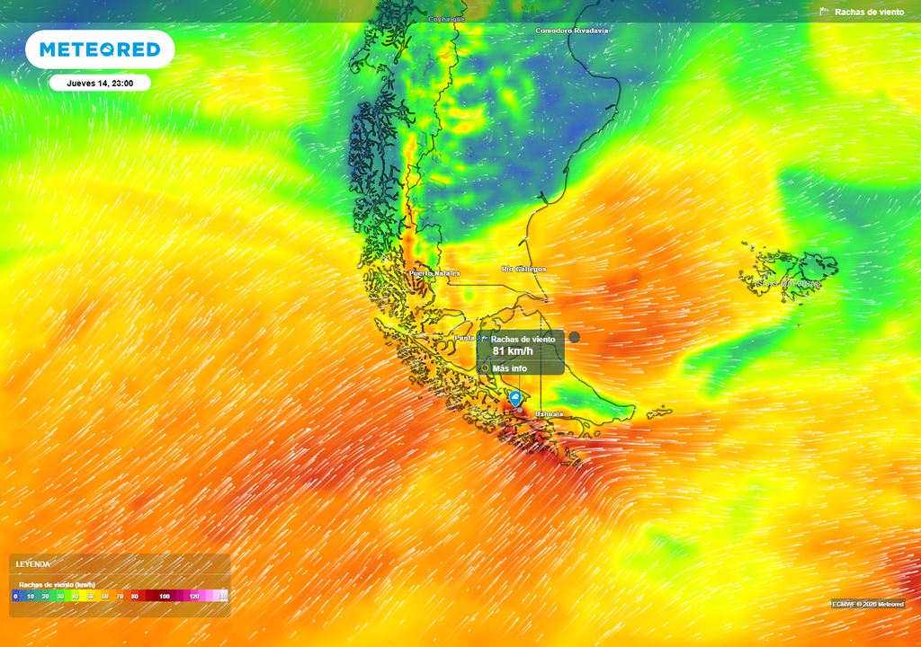 rachas de viento previstas El viento del sur mantendrá el tiempo frío en la Región de Magallanes.