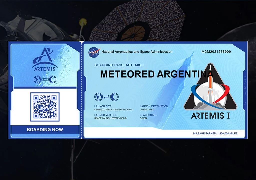 Artemis I volver a la luna tarjeta de embarque de la NASA